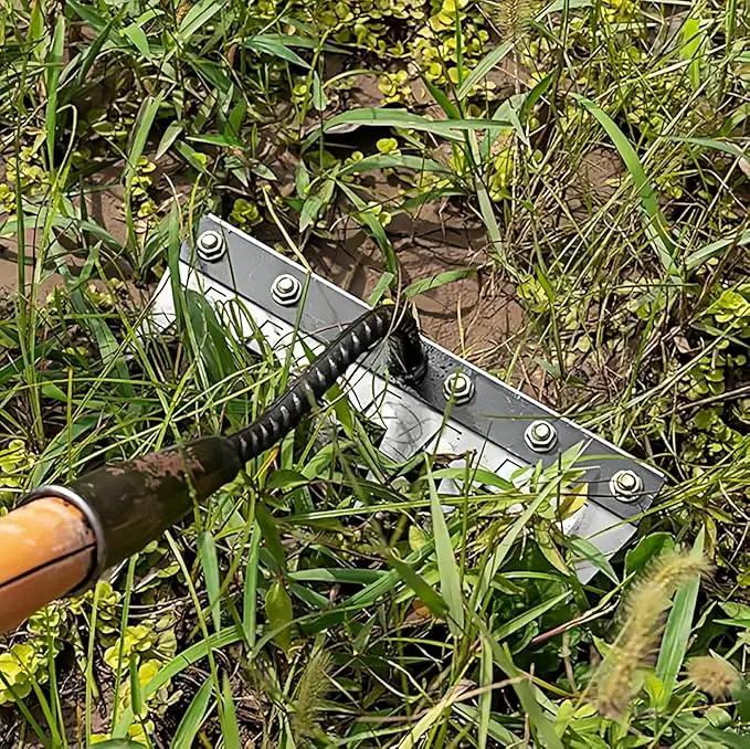 Gardenia Iron Weeding Rake, Iron Rake 2.0 for Gardening and Weeding, Detachable Double-Edged Blade Design Carbon Steel Heavy-Duty Weed Rakes,Hand Weed Puller Tools for Lawn Yard Garden Farm(7 teeths) by GreenHaven Gardens