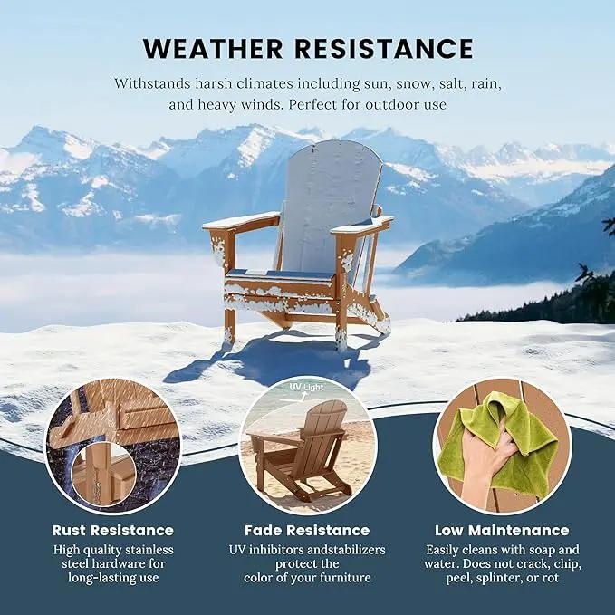 Westin Outdoors Laguna WO Home Furniture Adirondack Chair 4 PC Set Classic Outdoor Patio Folding Chair for Bon Fire Pit Lawn Backyard Beach Plastic Weather-Resistant (Teak) by GreenHaven Gardens