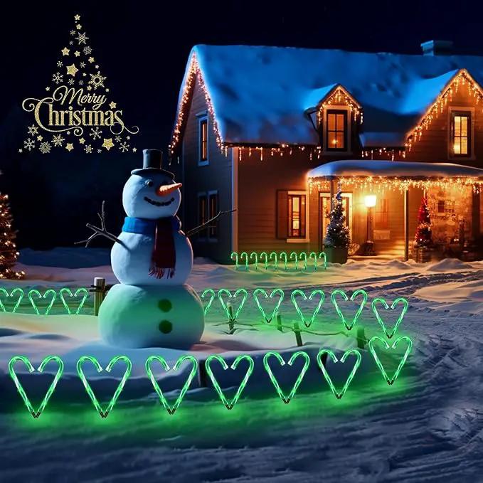 10" 10 Pack Christmas Candy Cane Lights, Candy Cane Lights with 10 Stakes for Walkway Patio Yard Patio Garden Festival Holiday Outdoor Indoor Landscape Path, Christmas Decorations Outside, Green by GreenHaven Gardens
