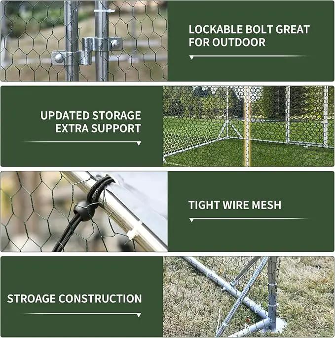 4ever2buy Chicken Runs for Yard with Cover, Large Metal Chicken Run Walk in Metal, Outside Dog Kennel with Roof, Flat Roofed Outdoor Kennel for Cats(9.2’Lx12.47’Wx6.4’H) by GreenHaven Gardens