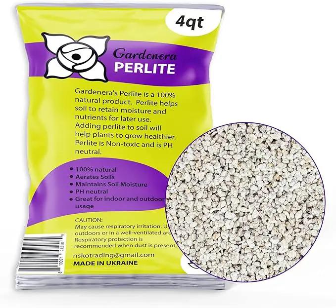 Organic Perlite - Medium/Fine Grade (4 Quart Bag) Horticultural Soil Amendment for Indoor & Outdoor Container Plants for Drainage Management and Enhanced Growth by GreenHaven Gardens