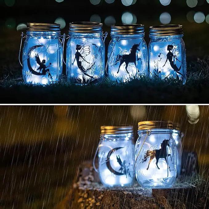 8 Pack Fairy Star Firefly Jar Lids Lights,Solar Fairy String Lids Lights（No Jars）,Waterproof Lantern Mason String Solar Lights with Hangers for Regular Mouth Jars Christmas Gifts(Cold White) by GreenHaven Gardens