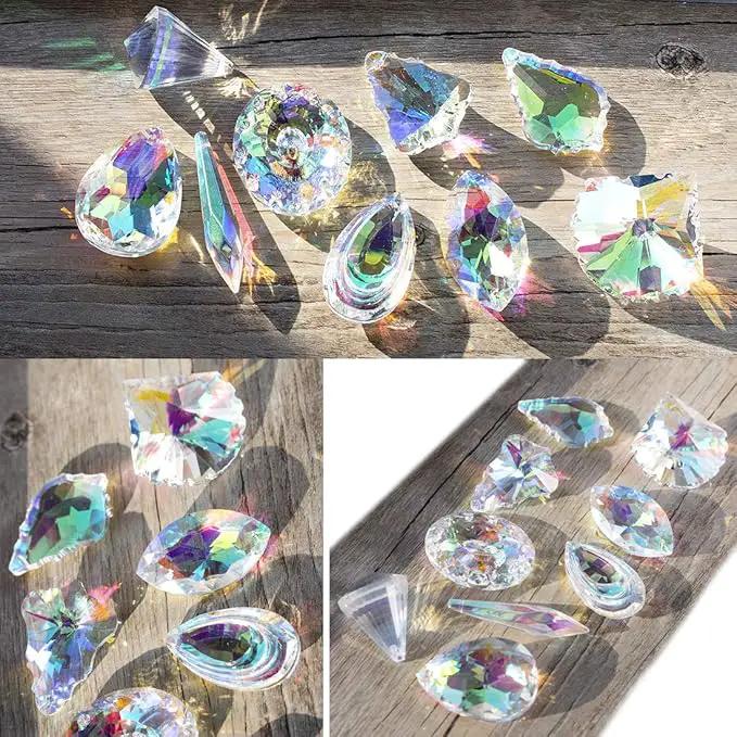 H&D HYALINE & DORA 10pcs Coloful Crystal Chandelier Lamp Lighting Drops Pendants Prisms Hanging Glass Prisms Parts Suncatcher Home Car Decor by GreenHaven Gardens