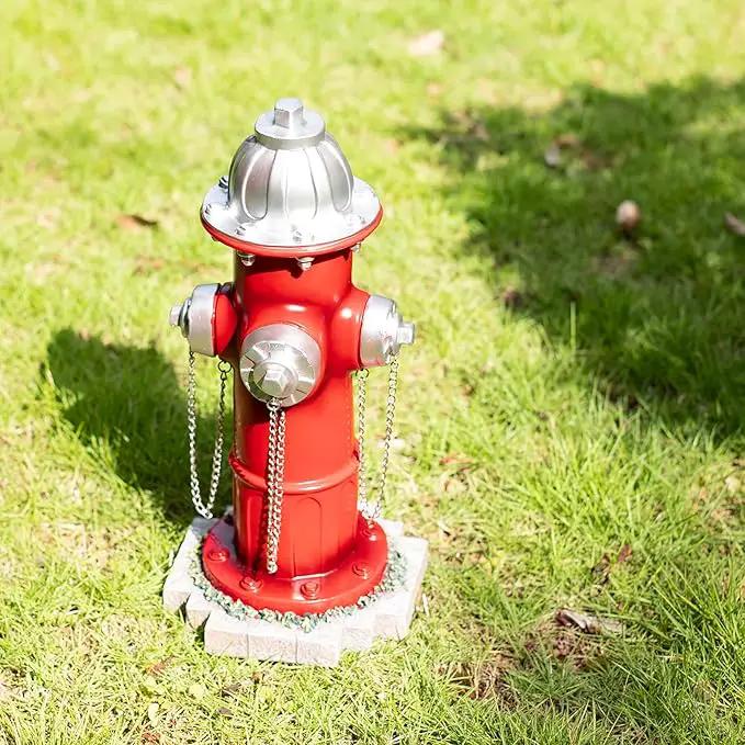 Fake Fire Hydrant for Dogs to Peed on, Dog Fire Hydrant Pee Post, 14.5" Backyard Decor Outdoor Statues Firefighter Gifts for Men (with Base Design) by GreenHaven Gardens