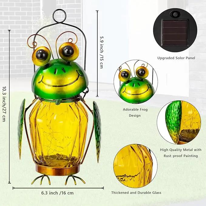 2 Pack Solar Lanterns Outdoor Waterproof Frog Hanging Solar Lantern, LED Glass Jar Outdoor Lanterns, Garden Lantern Lights for Yard Tree Table Xmas Metal Decoration by GreenHaven Gardens