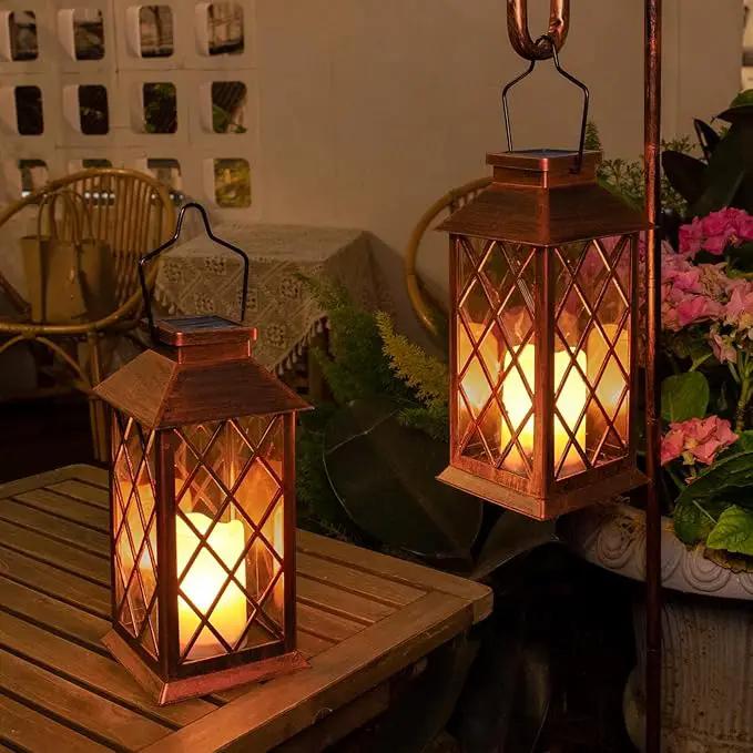 2Pack 11" Outdoor Solar Lanterns Waterproof Garden Gifts Women, Flickering Flameless Candle Mission Lights for Patio, Table ,Outdoor, Party, Yard,Lawn,Mothers' Day Gifts for Mom (Antique Copper) by GreenHaven Gardens