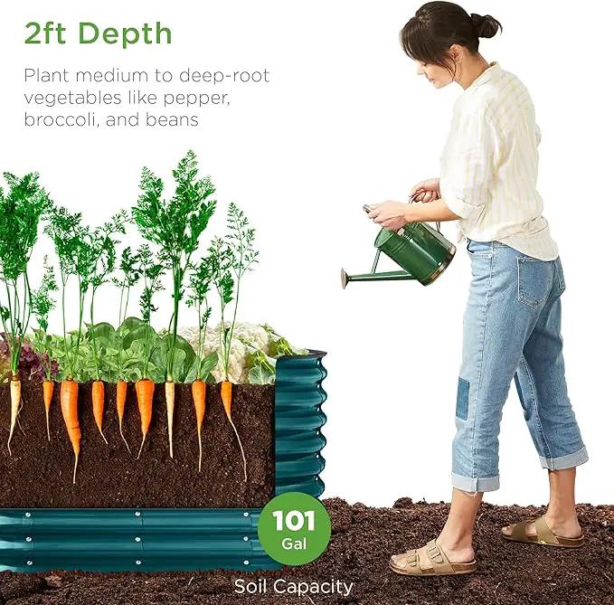 Best Choice Products 4x2x2ft Outdoor Metal Raised Garden Bed, Oval Deep Root Planter Box for Vegetables, Flowers, Herbs, and Succulents w/ 101 Gallon Capacity, Rubber Edge Guard - Peacock Blue by GreenHaven Gardens