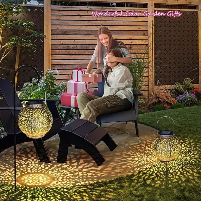 2Pack Outdoor Solar Lanterns Waterproof, Garden Gifts for Women, Rose Patio Garden Decor Lights , Warm White LED Table Lamp for Yard Art, Porch, Mothers Day Mom Grandma (Antique Bronze ) by GreenHaven Gardens