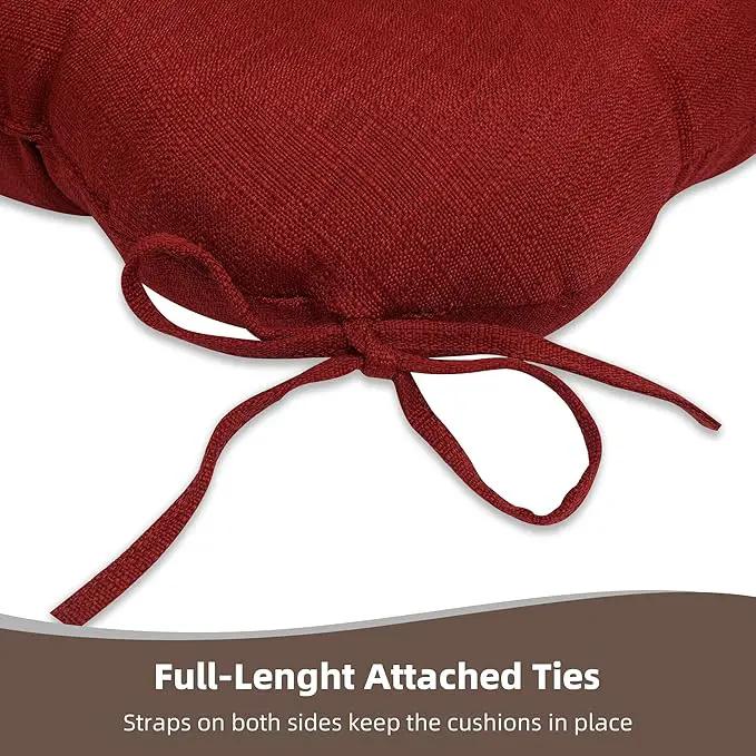 RACE LEAF Patio Chair Cushions 19x19 4 Pack, Thickened Outdoor Seat Cushions Water Resistant Stain Resistant Non-Slip Ties (Red) by GreenHaven Gardens