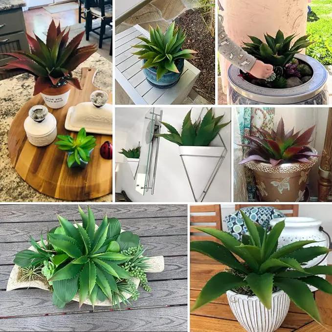 JUSTOYOU Large 12.5" Artificial Succulents Aloe Plants Real Touch Fake Flowers Unpotted for Home Wedding Festival Arrangement (1, Green) by GreenHaven Gardens