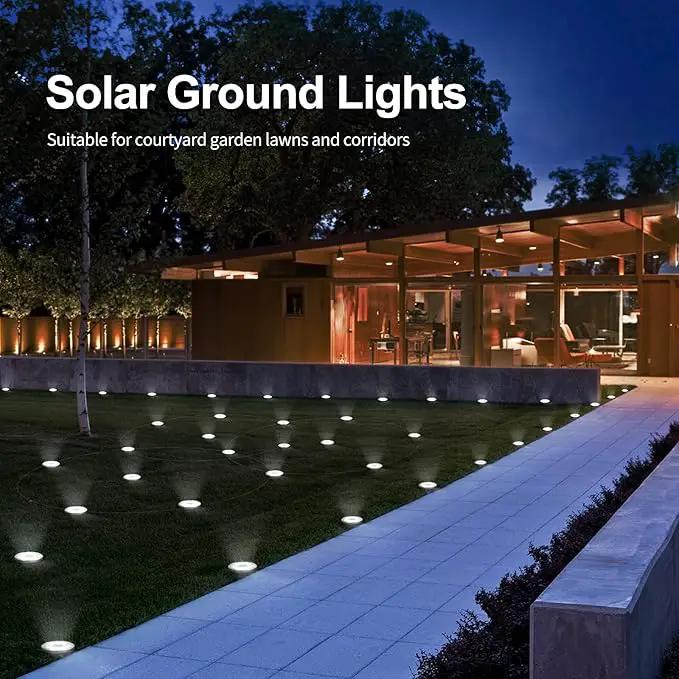 pozzolanas 16 Packs Solar Ground Lights-Cold White, 8 LED Solar Garden Lights Waterproof Outdoor Landscape Lights for Lawn Pathway Yard Driveway by GreenHaven Gardens