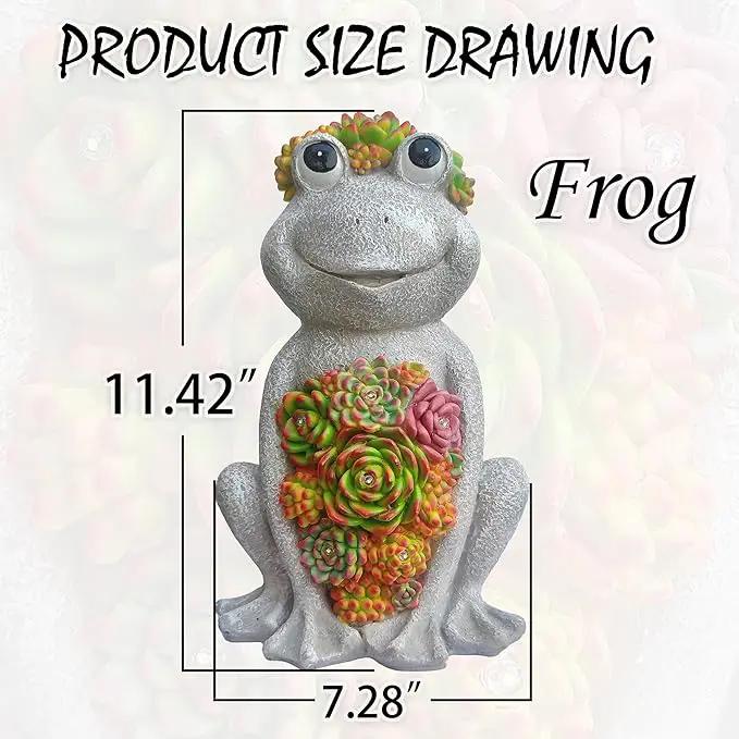 Large Frog Solar Garden Outdoor Statues with Succulent and 8 LED Lights,Outside Solar Frog Art Decor for Lawn,Yard, Balcony Ornament by GreenHaven Gardens