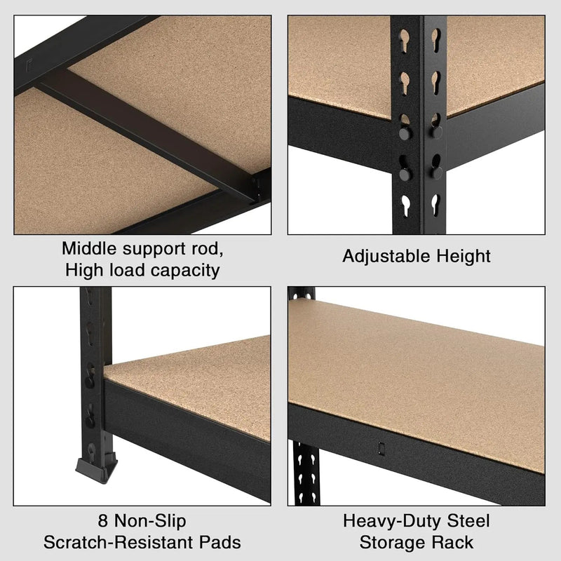 WORKPRO 5-Tier Steel Shelving Unit-Black, 35-3/10”W x 17-1/2”D x 72”H, Adjustable Storage Rack, Heavy Duty Shelf with MDF Board, 1650 lbs Load Capacity (Total) for Garage, Basement, Warehouse, Kitchen by GreenHaven Gardens