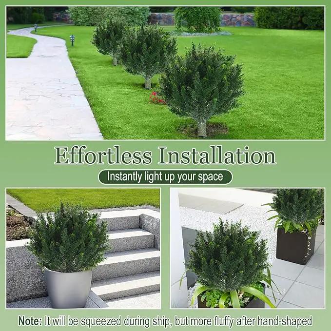 Yunlly 2 Pcs Artificial Cedar Topiary Ball Fake Tree 18" Bush Front Porch Decor Artificial Shrubs for Outdoors Faux Cypress with Ground Spike, Evergreen Plants for Indoor Garden Patio, UV Resistance by GreenHaven Gardens