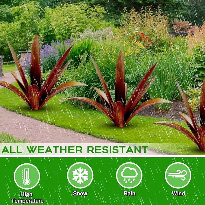 DIY Metal Agave Plant Art Yard Tequila Art Sculpture, Tequila Rustic Garden Sculpture Statue Outdoor Decor,Agave Metal Plants for Yard, Garden Lawn Ornaments (9 Leaves -Yellow) by GreenHaven Gardens