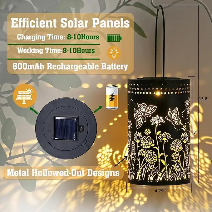 Butterfly Solar Lanterns Outdoor Waterproof, Metal Hanging Lantern for Yard, Patio, Backyard, Porch – Birthday Gifts for Women, Mom, Grandma, Butterfly Garden Decor for Lawn, Pathway, Landscape by GreenHaven Gardens