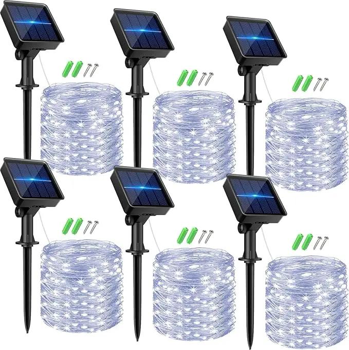 kolpop 6 Pack Solar Fairy Lights Outdoor, 32FT 80LED Solar Powered Twinkle Light Waterproof, 8 Mode Copper Wire Solar Tree Lighting for Outside Garden Yard Decorative (Cool White) by GreenHaven Gardens