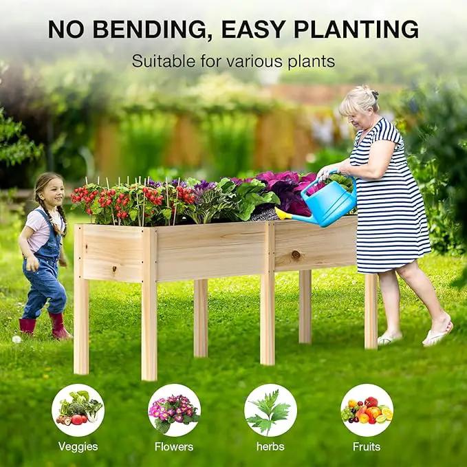 MIXC Wooden Raised Garden Bed with Legs, 72”L X 23”W, Elevated Reinforced Large Planter Box for Vegetable Flower Herb Outdoors by GreenHaven Gardens