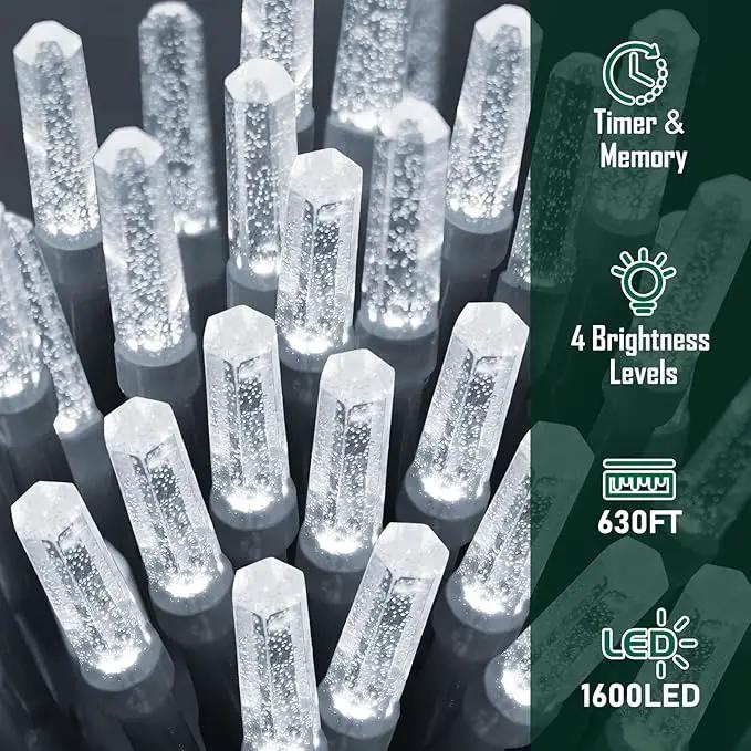 Heceltt 1600 LED 630 FT String Lights Outdoor, 8 Modes Cool White Christmas Lights Plug in, Waterproof Led Lights with Timer and Memory String Lights for Xmas Holiday Wedding Decorations by GreenHaven Gardens