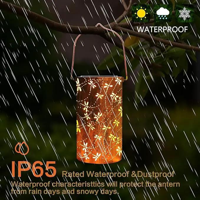 4 Pack Solar Lanterns Outdoor Hanging Lantern Lights, Dragonfly Hollowed-Out Metal Decor Lantern, Waterproof LED Decorative Garden Light - Delicate Garden Decoration for Patio, Yard by GreenHaven Gardens