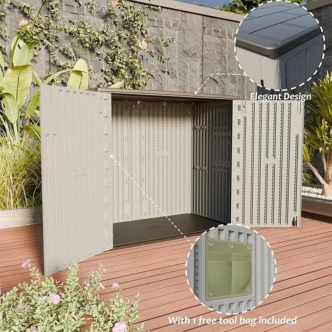 HOMSPARK 37 Cu.Ft Outdoor Storage Shed Weather Resistant, Resin Storage Sheds & Outdoor Storage Box for Backyard Garden Patio Lawn, Multi functional | Double-wall Shed with Lockable Doors,(Light Gray) by GreenHaven Gardens