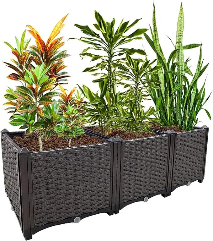 Raised Garden Bed Planter for Outdoor Plants Planter Box Elevated Garden Boxes Deepened Plant pots Perfect for Garden Patio Balcony Deck to Planting Flowers Vegetables Tomato and Herbs by GreenHaven Gardens