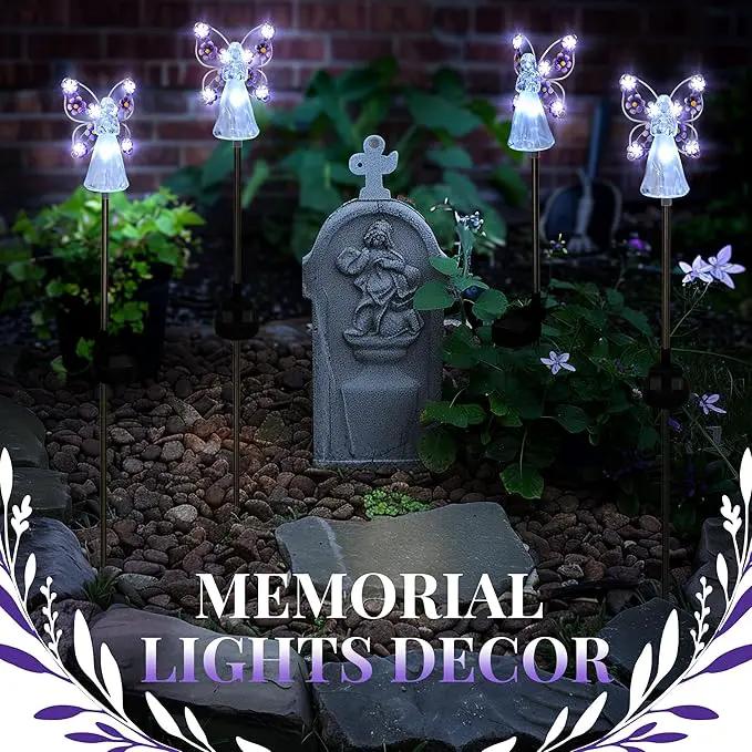 GIGALUMI Solar Angel Garden Stake Lights - 4 Pack Angel Solar Lights Outdoor Garden, Eternal Light Angel with 7 LEDs for Cemetery Grave Decorations, Memorial Gift, Christmas Yard Art, Sympathy Gift by GreenHaven Gardens