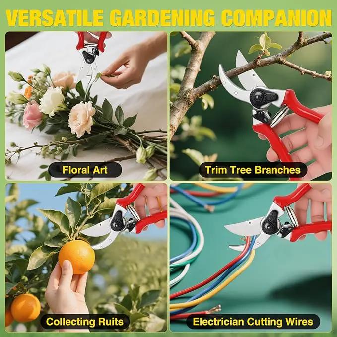 Yesker Pruning Shears Pruners for Gardening 8.5 in Professional Bypass Garden Scissors with Sharp SK5 Steel Blade Heavy Duty Hand Garden Shears Clippers for Branch Flower Plant Trimming Cutting Tools by GreenHaven Gardens