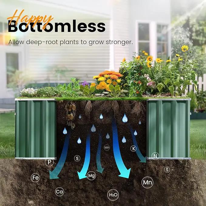 KING BIRD 68" x 36" x 24" Galvanized Raised Garden Bed Outdoor Heightened Steel Metal Planter Box for Deep-Rooted Vegetables, Flowers, Large Raised Bed Kit(Green) by GreenHaven Gardens