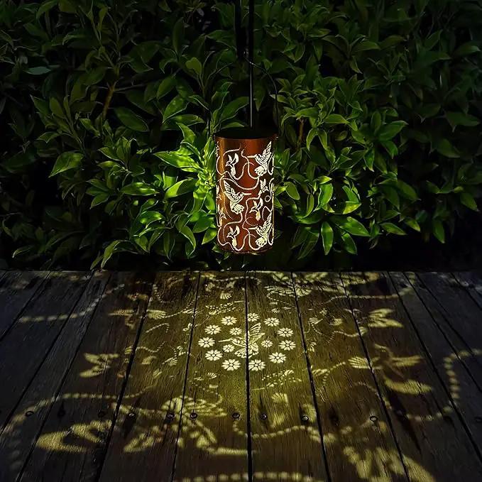 Solar Lanterns Outdoor Hanging Hummingbird Decor Lantern,Waterproof Hollow Out Metal Decorative Garden Light,Graceful Decoration for Patio,Yard,Landscape,Walkway,Festival by GreenHaven Gardens