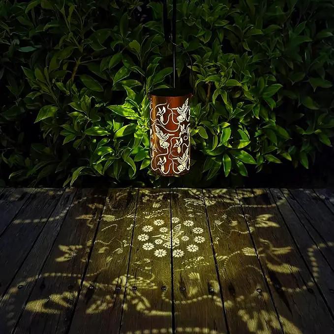 Solar Lanterns Outdoor Hanging Hummingbird Decor Lantern,Waterproof Hollow Out Metal Decorative Garden Light,Graceful Decoration for Patio,Yard,Landscape,Walkway,Festival by GreenHaven Gardens