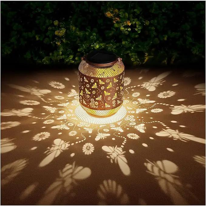Solar Lanterns Outdoor Waterproof Bee Garden Decor Birthday Gifts for Women Mom Grandma Hanging Solar Lights Metal Lantern Decoration Outside for Yard, Patio, Backyard, Porch by GreenHaven Gardens