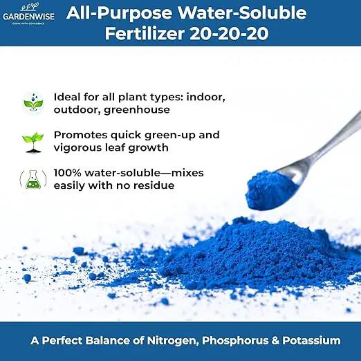 20-20-20 Water-Soluble Fertilizer – Powder for Liquid Plant Food for Indoor & Outdoor Plants, Orchids, Vegetables, Lawns, Flowers – 20 20 20 Fertilizer (8 oz) by GreenHaven Gardens