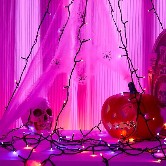Halloween 200 LED String Lights, 72FT Orange and Purple Halloween Lights Outdoor Decorative,11 Modes with Remote Plug in Halloween Indoor Lights for Halloween Yard Party Decorations by GreenHaven Gardens