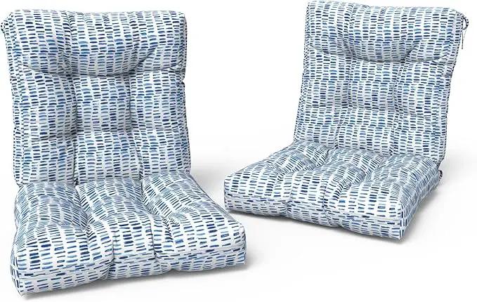 LVTXIII Outdoor Adirondack Chair Cushions, L42 x W21 x H4 Patio Tufted Low Back Cushions, Seasonal Replacement Rocking Chair Cushion for Home Garden Furnitue, Set of 2, Pebble Blue by GreenHaven Gardens