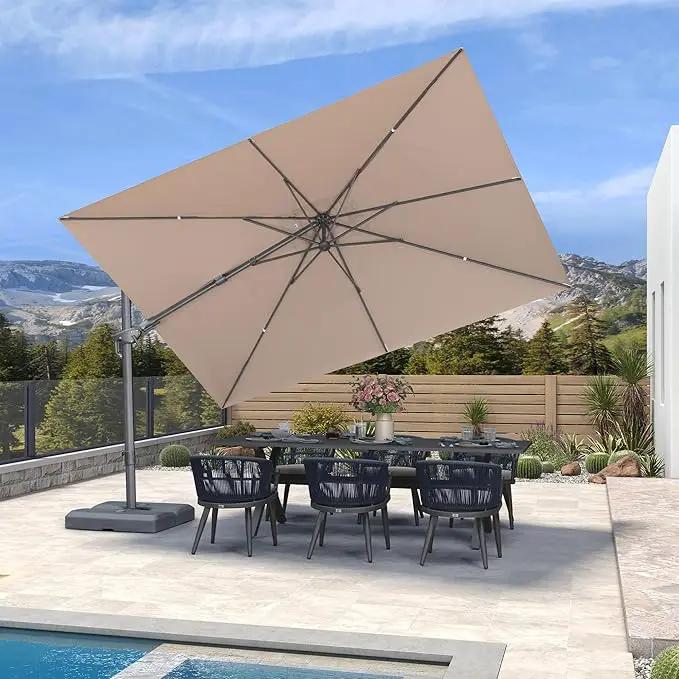 PURPLE LEAF 11.5' X 8' Left-right Tilting Outdoor Patio Umbrella Swivel Offset Cantilever Heavy Duty Rectangle Aluminum Umbrella with UV Resistant for Deck Pool Patio Backyard, Sand Dune by GreenHaven Gardens