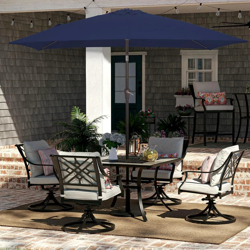JEAREY 6.5x10 ft Rectangular Patio Umbrellas Outdoor Market Umbrella with Push Button Tilt and Crank, Rectangle Table Umbrellas 6 Sturdy Ribs UV Protection for Pool Garden Backyard Deck, Dark Navy by GreenHaven Gardens