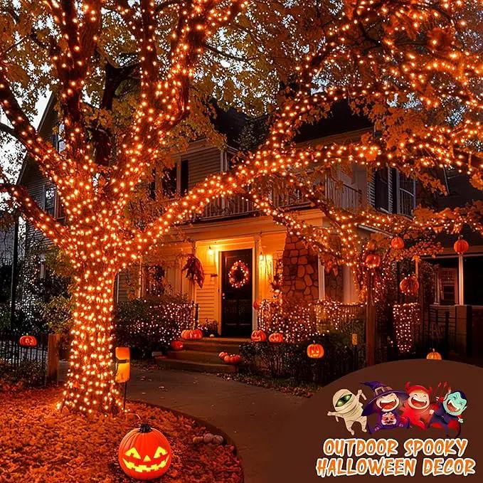 JMEXSUSS 2 Pack Orange Solar Halloween Lights, Total 400 LED 151FT Solar String Lights Outdoor Waterproof, 8 Modes Halloween Lights for Outside Tree Patio Yard Garden Halloween Decorations by GreenHaven Gardens