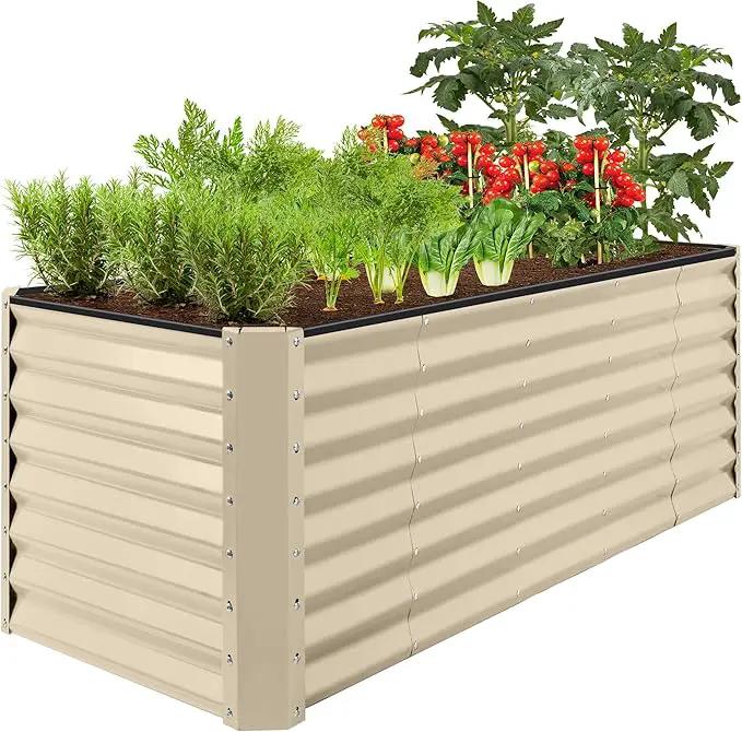Best Choice Products 8x2x2ft Outdoor Metal Raised Garden Bed, Rectangular Deep Root Planter Box for Vegetables, Flowers, Herbs, and Succulents w/ 239 Gallon Capacity - Beige by GreenHaven Gardens