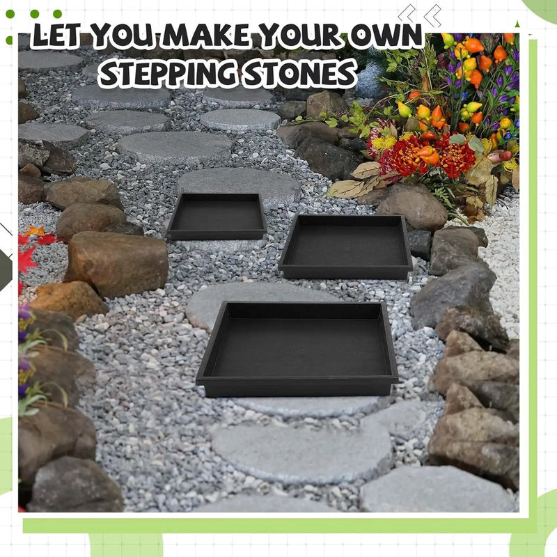 3 Size Square Stepping Stone Mold Internal Diameters 9.3" 12.6" and 14.3" Plastic Stepping Stone Molds for Concrete and Stained Glass for Garden Walk Way by GreenHaven Gardens