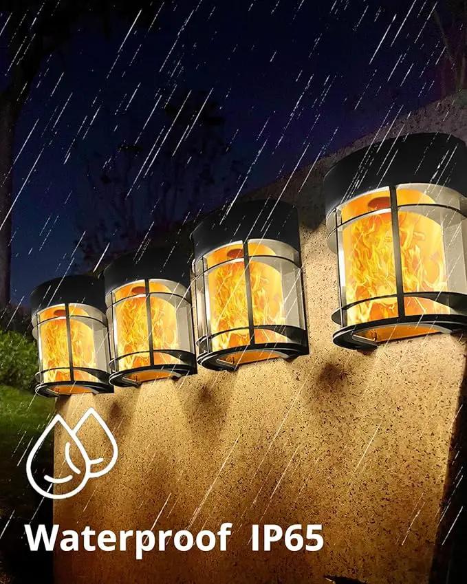 Flickering Flames Solar Fence Lights, Upgraded 8 Pack Waterproof Solar Outdoor Lights for Deck Fence Post Yard by GreenHaven Gardens