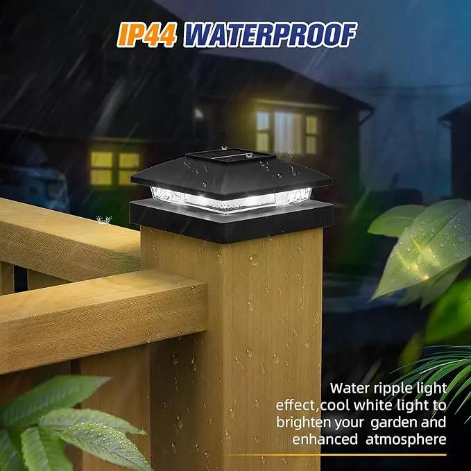 APONUO Solar Post Cap Lights for 4x4 Wood & Vinyl Posts, IP44 Waterproof Cool White LED 4x4 Post Solar Lights, Outdoor Garden Patio Yard Decor, 8 Pack (Black) by GreenHaven Gardens
