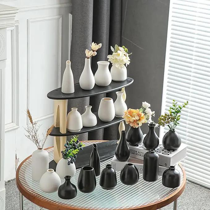 JOJUNO White Bud Vases, Small Ceramic Vase Set of 11, Mini Pottery Vases for Flowers, Decorative Pieces for Home Modern Decor, Boho Decor, Chic Accents for Living Room Dining Table Shelves by GreenHaven Gardens