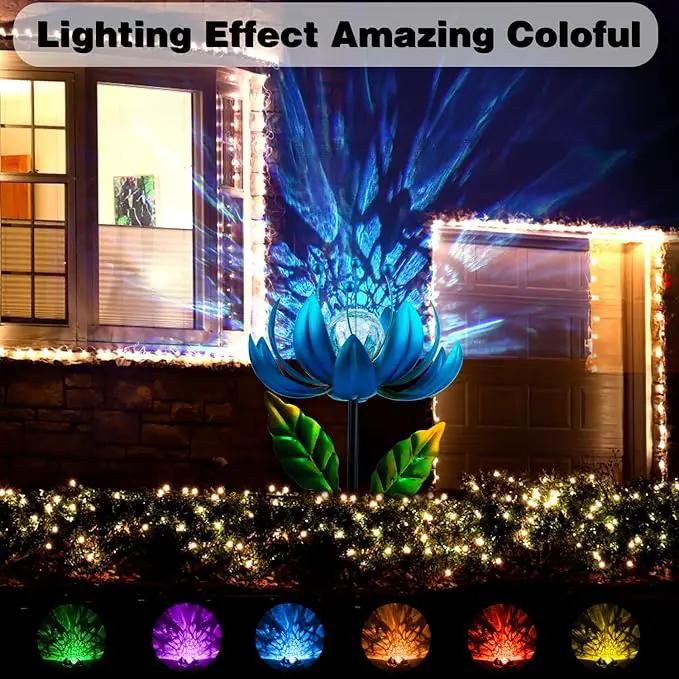 Solar Wind Spinner, 38 Inch Metal Stake Yard Spinners,Solar Powered Multi-Color LED Glass Ball with Kinetic Wind Sculpture Spinner Windmills for Yard by GreenHaven Gardens