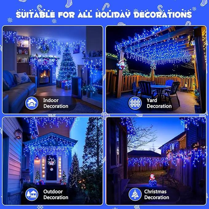 JMEXSUSS 800 LED Blue Icicle Christmas Lights Outdoor, Icicle Lights for Outside with 160 Drops, Blue Christmas String Lights Indoor Outdoor for Party Holiday Christmas Decoration by GreenHaven Gardens