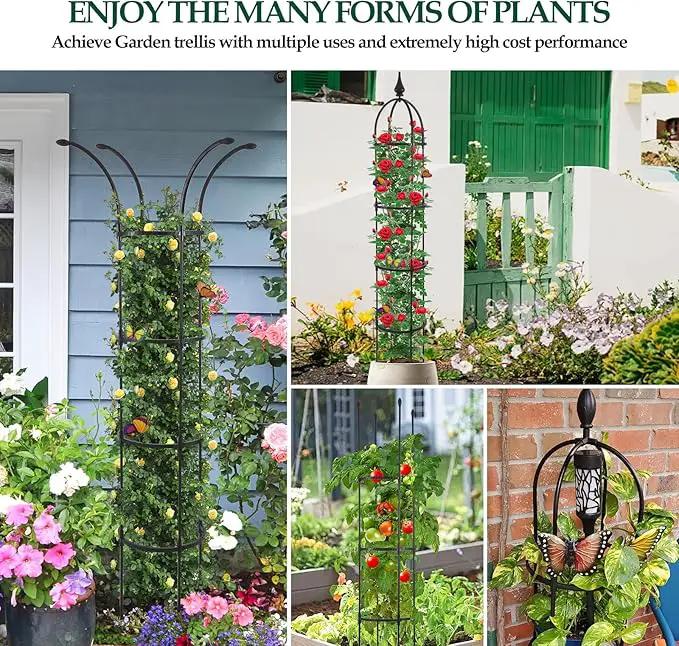 Obelisk Trellis for Climbing Plants Outdoor 6.6ft, Garden Tower Trellis for Potted Plants Indoor with Twist Tie, Clips and Butterflies Rustproof Coated Metal Support for Vines Rose 2Pack by GreenHaven Gardens