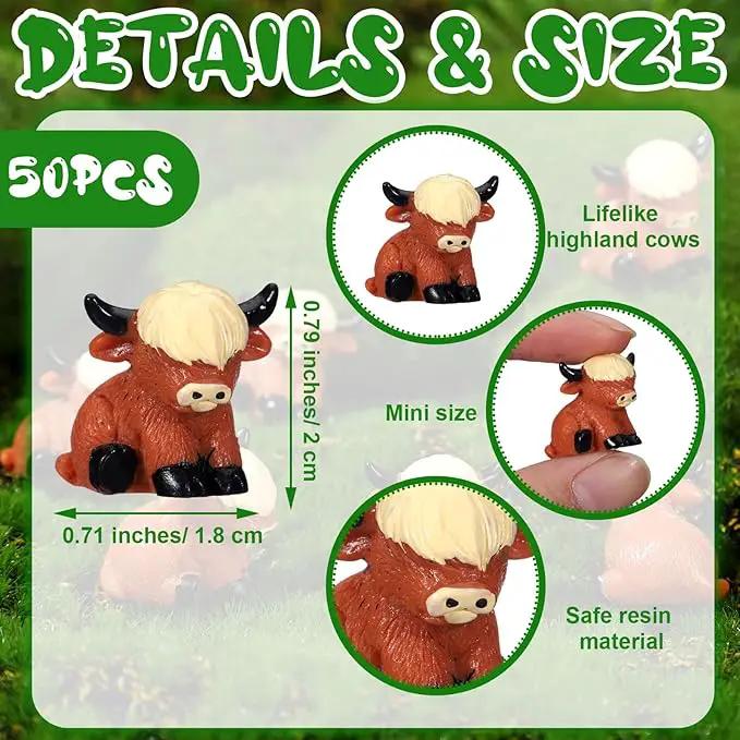Suzile Mini Highland Cow Figurine Cute Highland Cow Statues Decor Handmade Resin Sculpture Ornament for Decorations Home Bathroom Kitchen Garden Office Desk (Classic Style) by GreenHaven Gardens