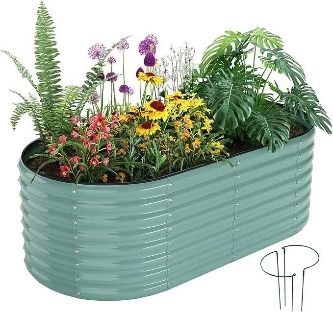 Galvanized Metal Planter Raised Garden Bed Kit for Gardening Outdoor，6x3x2ft Planter Grow Garden Box Raised Flower Bed，Long Vegetable Clearance Herb Raised Garden Beds for Container Gardening by GreenHaven Gardens