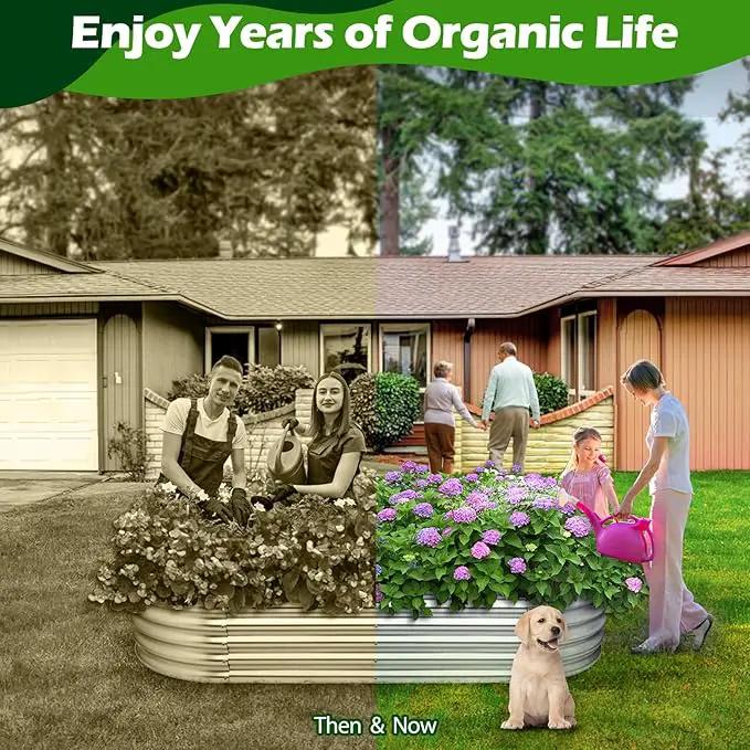7x3x1.4ft Galvanized Raised Garden Bed, Upgraded with X-Shaped Support Rods, Large Raised Garden Beds Outdoor, Raised Bed for Planting Vegetables, Flowers, Fruits by GreenHaven Gardens