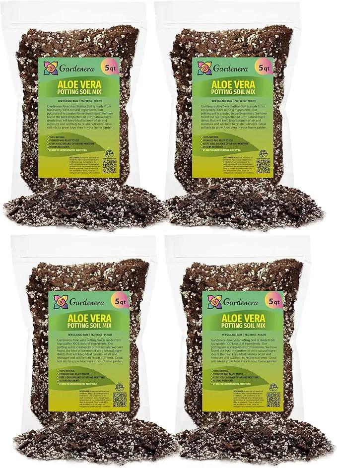 Premium Aloe Vera Potting Soil Mix - 20 Quart - (4 Bags of 5QT) by GreenHaven Gardens